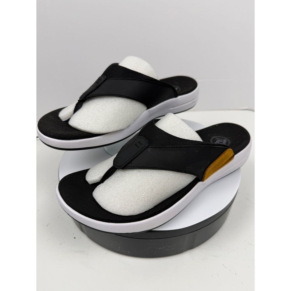 Propet Othopedic Flip Flop Sandals Black Leather Upper Comfortable Men's Size 12